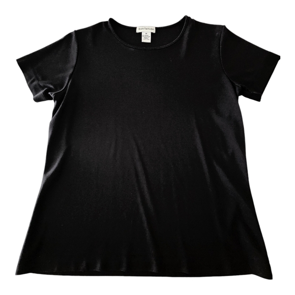 Ann Taylor Black Short Sleeve T-Shirt Women Size M - Picture 7 of 7